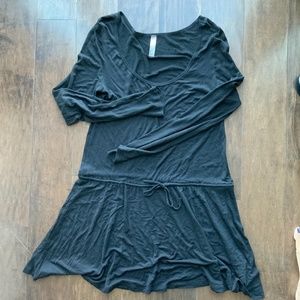 Dress - Long Sleeve Drop Waist Mini Black Dress with Tie. Size S.